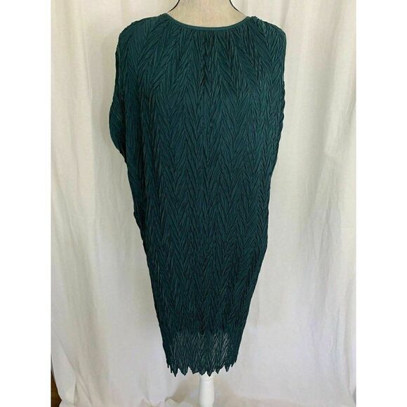 Timeless Naeem Khan Womens Solid Pine Green Short Sleeve Mini Dress Medium Large - Picture 2 of 7